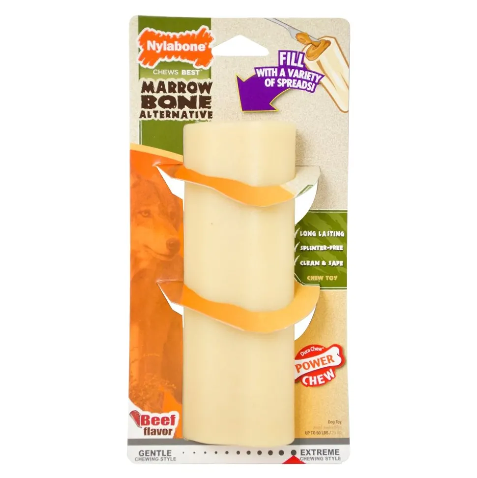 Nylabone Power Chew Giant Marrow Bone Alternative Dog Toy Beef Large/Giant - Up To 50 lbs