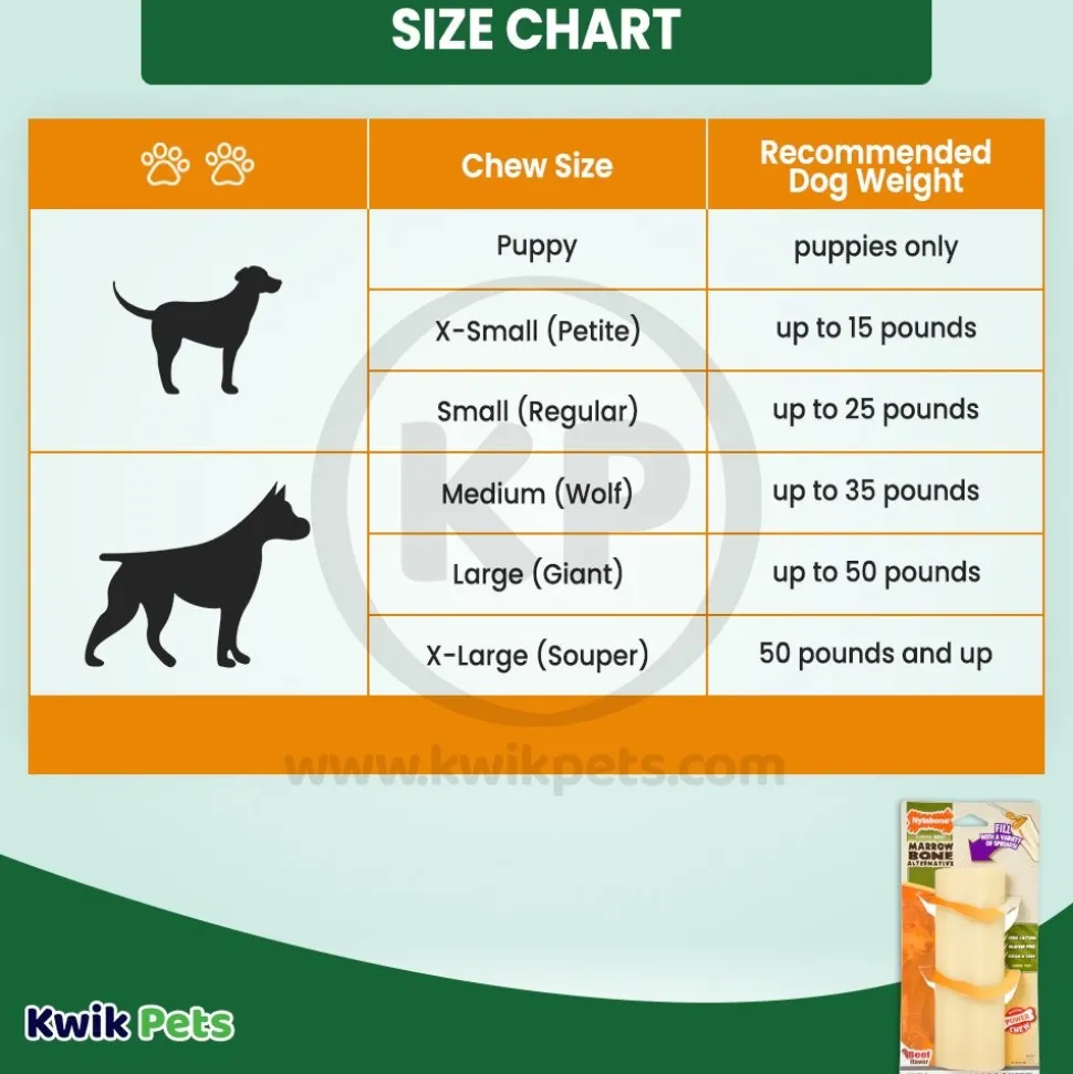 Nylabone Power Chew Giant Marrow Bone Alternative Dog Toy Beef Large/Giant - Up To 50 lbs