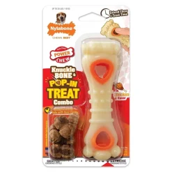 Nylabone Power Chew Knuckle Bone & Pop-In Treat Dog Toy Combo Chicken Medium/Wolf - Up To 35 lbs