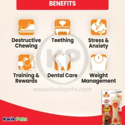 Nylabone Power Chew Knuckle Bone & Pop-In Treat Dog Toy Combo Chicken Medium/Wolf - Up To 35 lbs