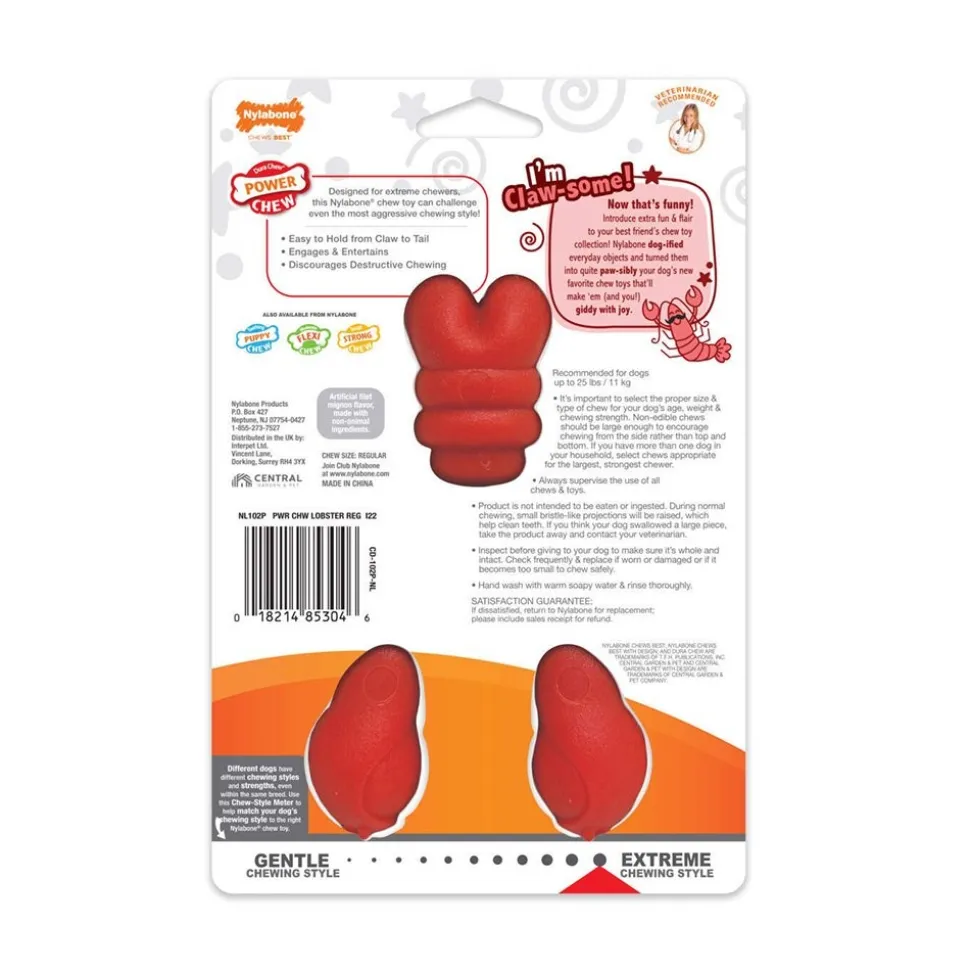 Nylabone Power Chew Lobster Dog Toy Filet Mignon Medium/Wolf - Up To 35 lbs