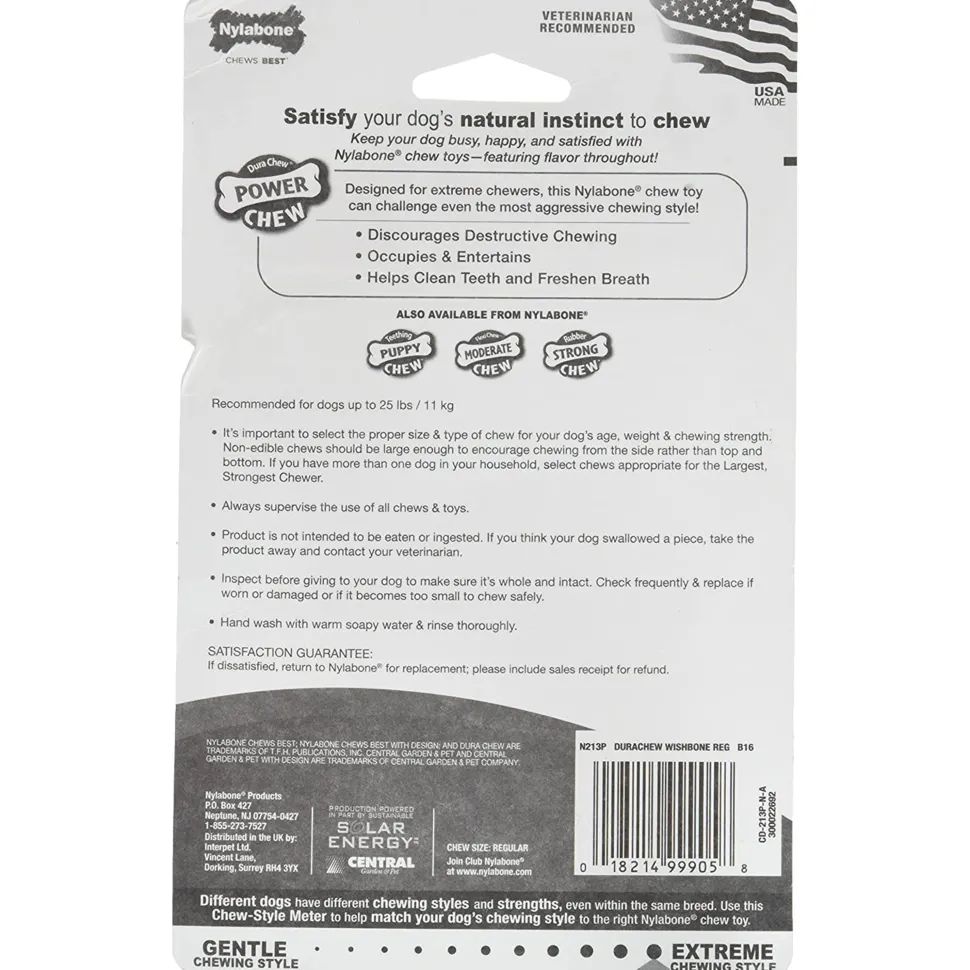 Nylabone Power Chew Original Wishbone Adult Dog Toy Small/Regular - Up To 25 lbs