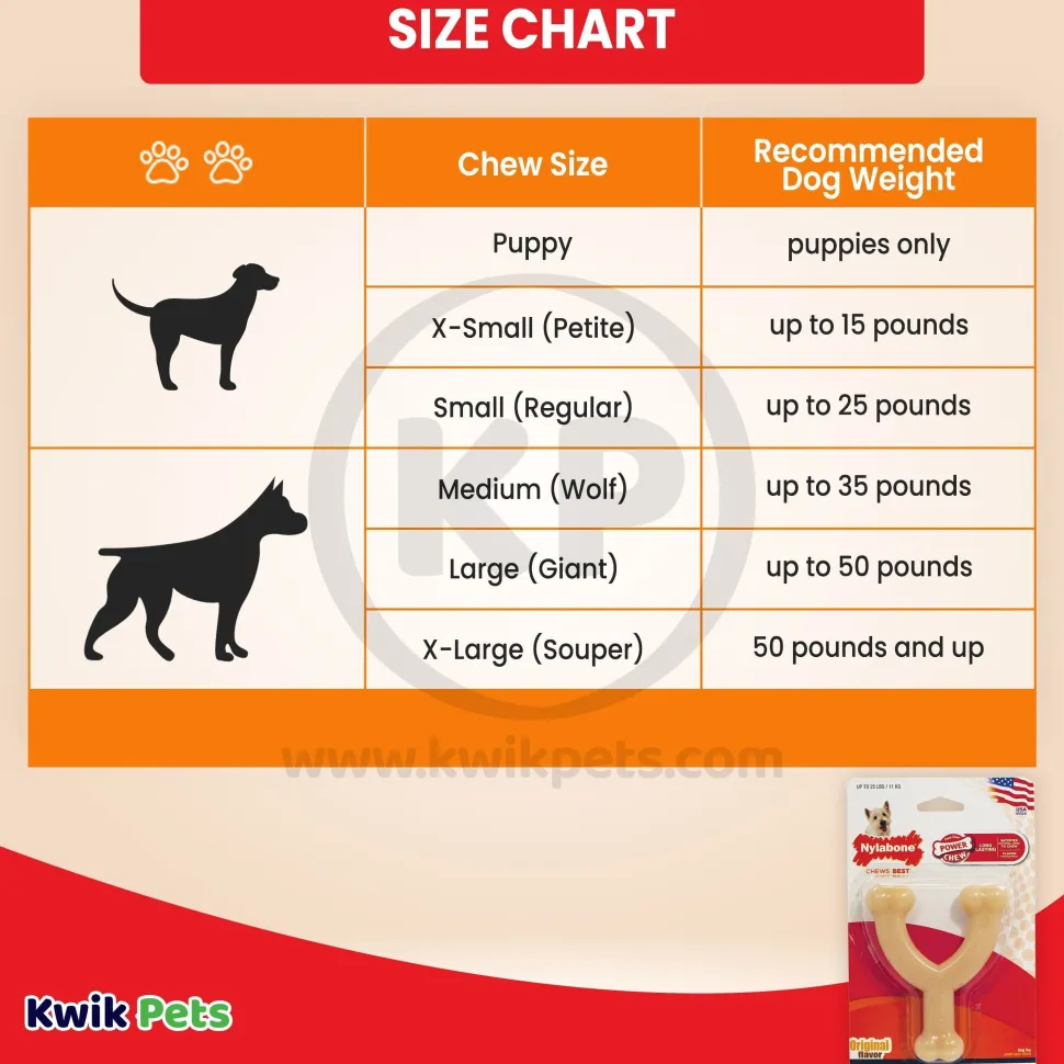 Nylabone Power Chew Original Wishbone Adult Dog Toy Small/Regular - Up To 25 lbs