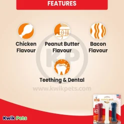 Nylabone Power Chew Variety Triple Pack Chicken Bacon & Peanut Butter Small/Regular - Up To 25 Ibs 3 Count