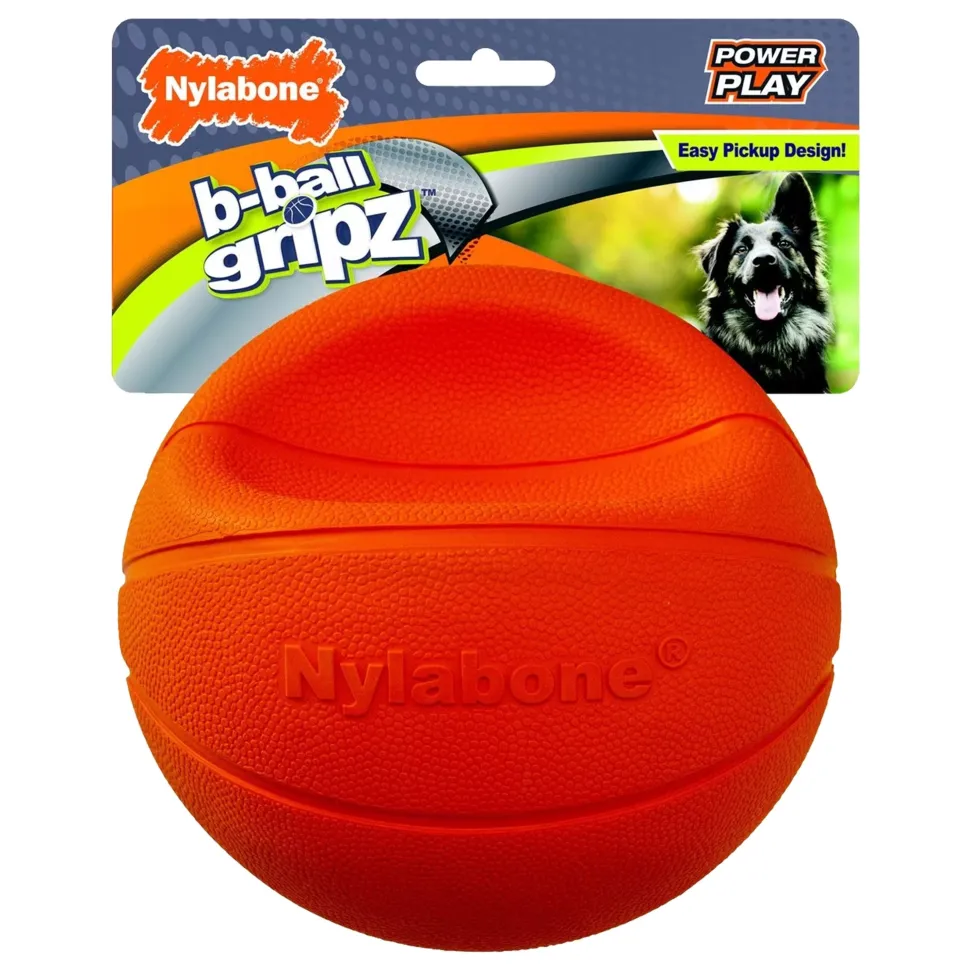 Nylabone Power Play Basketball B-Ball Gripz Dog Toy Large/Giant - Up To 50 lbs 6.5-in