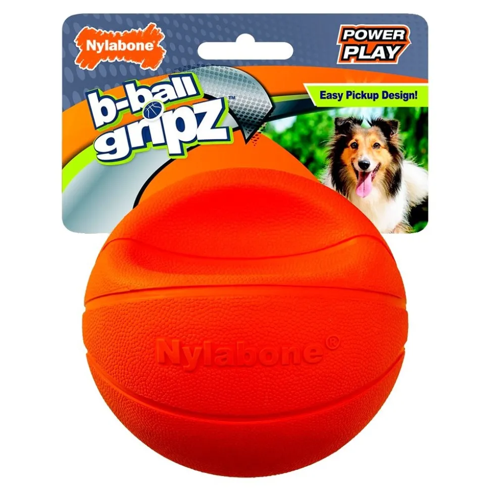 Nylabone Power Play Basketball B-Ball Gripz Dog Toy Medium/Wolf - Up To 35 lbs 4.5-in