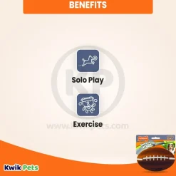 Nylabone Power Play Football Gripz Dog Toy Medium/Wolf - Up To 35 lbs 5.5-in
