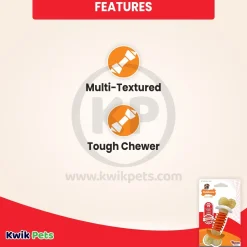 Nylabone PRO Action Dental Power Chew Durable Dog Toy Bacon Flavor Orange Medium/Wolf - Up To 35 lbs