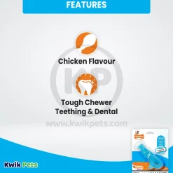 Nylabone Puppy Chew Dental Dinosaur Toy for Teething Chicken Flavor Small/Regular - Up To 25 Ibs