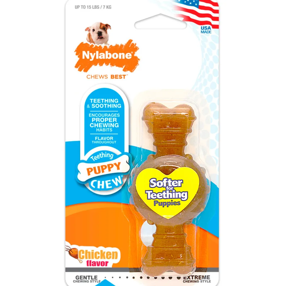 Nylabone Puppy Chew Ring Bone Teething Toy Chicken XS/Petite - Up To 15 lbs