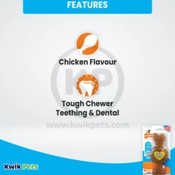 Nylabone Puppy Chew Ring Bone Teething Toy Chicken Medium/Wolf - Up To 35 lbs