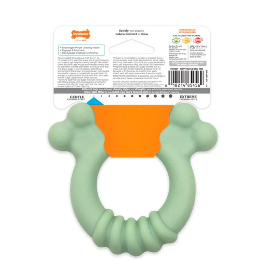 Nylabone Puppy Chew Sensory Material Teething Ring Toy Chicken Small/Regular - Up To 25 Ibs