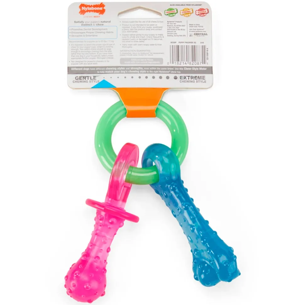 Nylabone Puppy Chew Teething Pacifier Toy Bacon Small/Regular - Up To 25 lbs