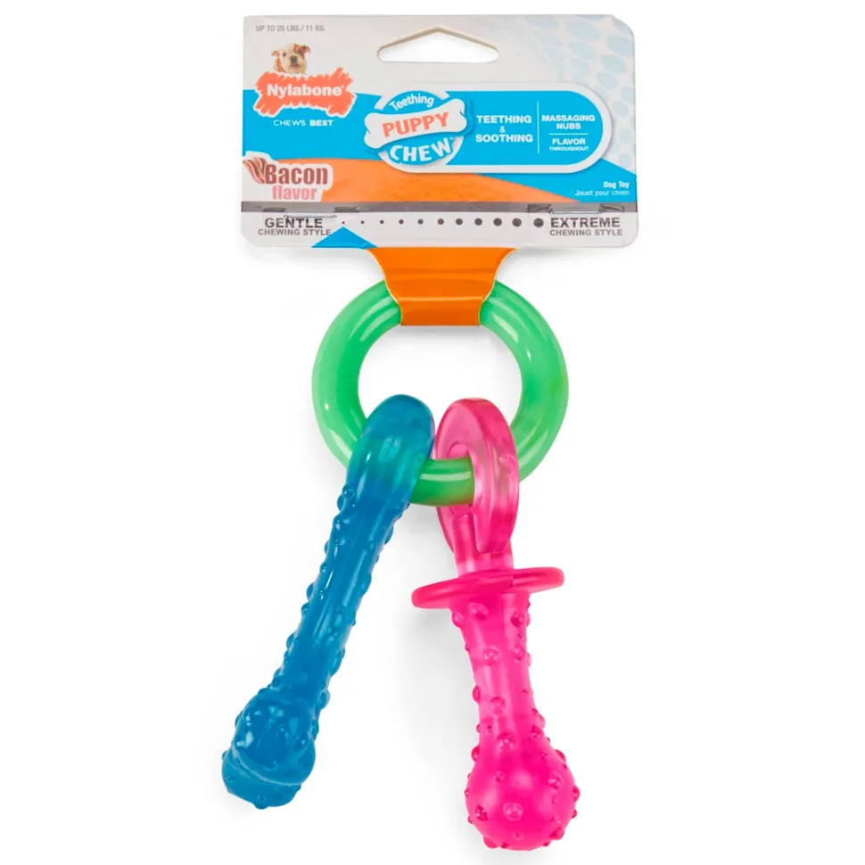 Nylabone Puppy Chew Teething Pacifier Toy Bacon Small/Regular - Up To 25 lbs