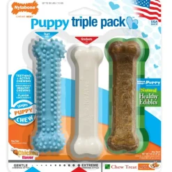 Nylabone Puppy Chew Toy & Treat Variety Triple Pack Chicken Small/Regular - Up To 25-Ibs 3 Count