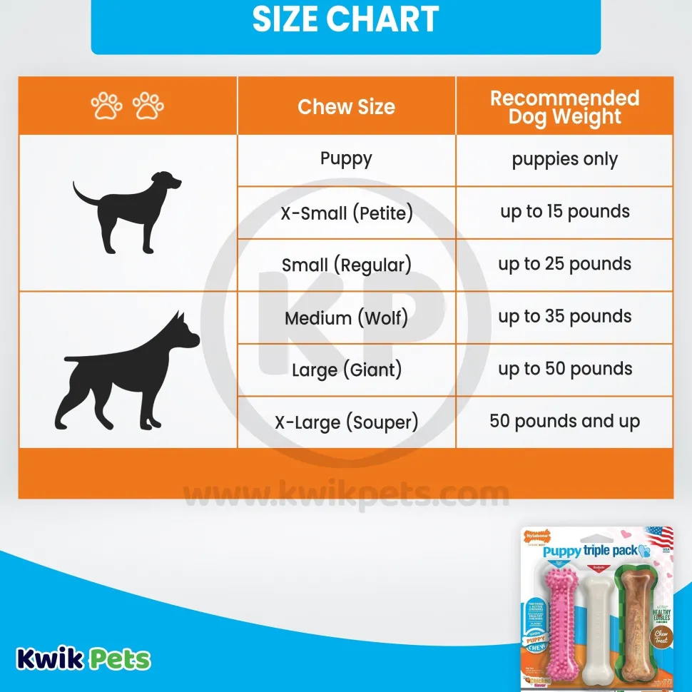 Nylabone Puppy Chew Toy & Treat Variety Triple Pack Chicken Starter Kit Small/Regular - Up To 25 Ibs 3 Count