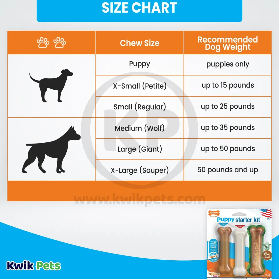 Nylabone Puppy Starter Kit Dog Chew Toys & Treat Chicken & Bacon Small/Regular - Up To 25 Ibs 3 Count