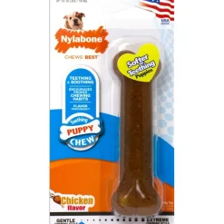Nylabone Puppy Teething Bone Chew Toy Chicken Medium - Up to 35 Ibs