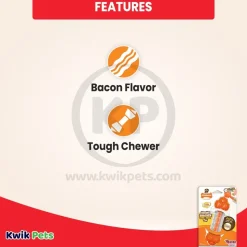 Nylabone Sneaky Snacker Chew & Treat Dog Toy Bacon Flavor Orange Medium/Wolf - Up To 35 lbs