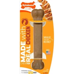 Nylabone Strong Chew Original Bone Real Chicken Dog Chew Toy Large - Up To 50 lbs