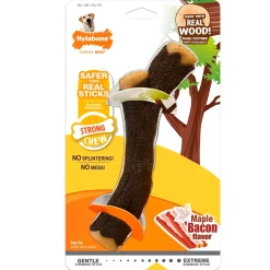 Nylabone Strong Chew Real Wood Dog Stick Toy Bacon XL/Souper - 50+ lbs