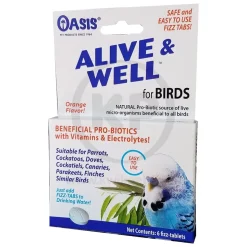 Oasis Alive & Well Probiotic Orange Flavor Fizz-Tablets for Birds 6 Count