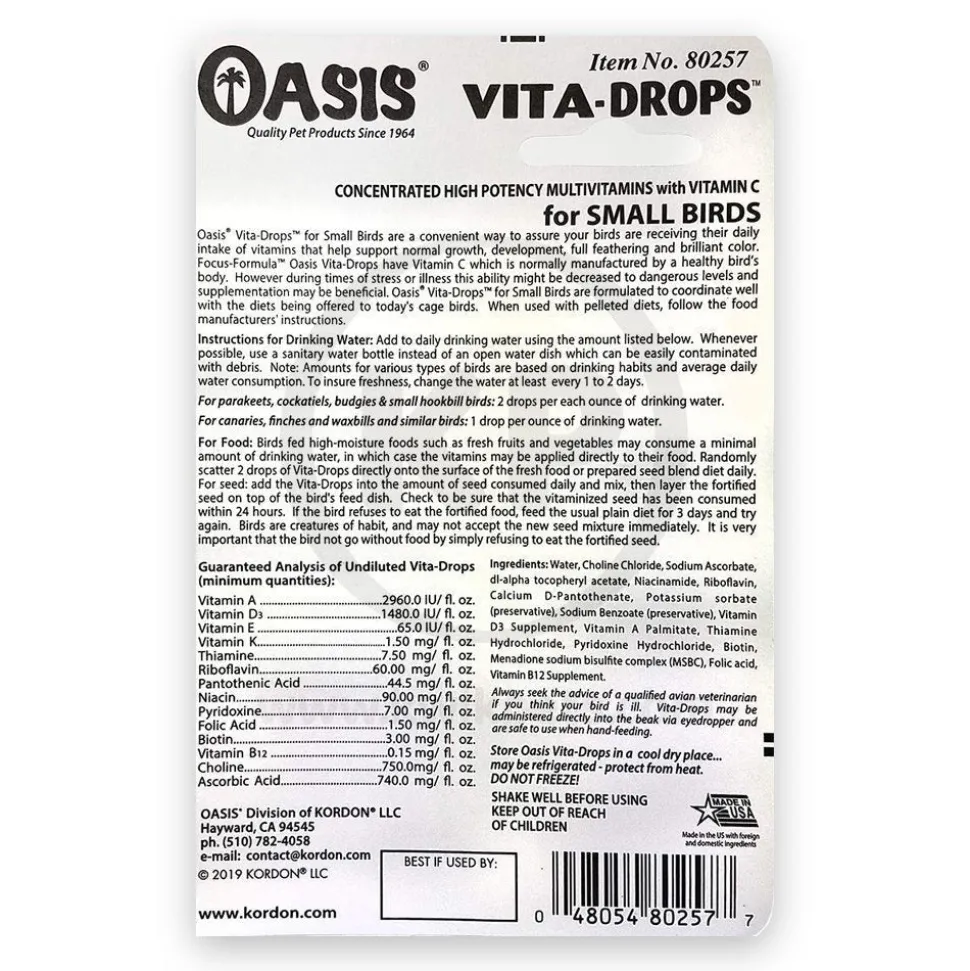 Oasis Vita Drops Multivitamin Supplement for Small Birds 2-oz