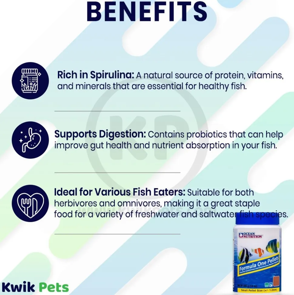 Ocean Nutrition Formula One Marine Pellets Fish Food Medium 14-oz