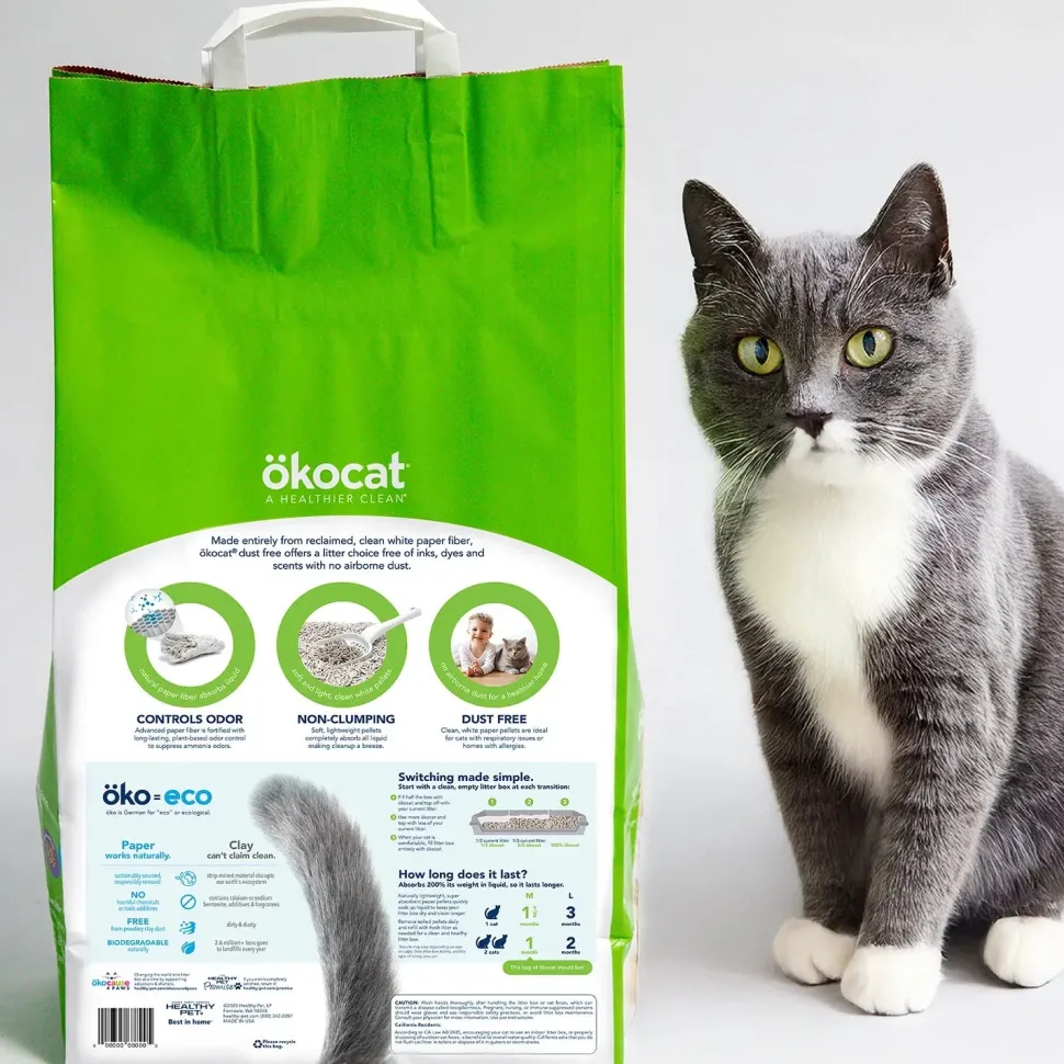 Okocat Dust Free Non-Clumping Paper Pellet Cat Litter 8-lb