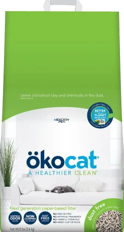Okocat Dust Free Non-Clumping Paper Pellet Cat Litter 8-lb