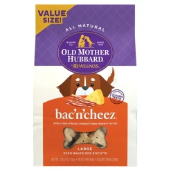 Old Mother Hubbard by Wellness Classic Bac'N'Cheez Natural Large Oven-Baked Biscuits Dog Treats 3.3-lb