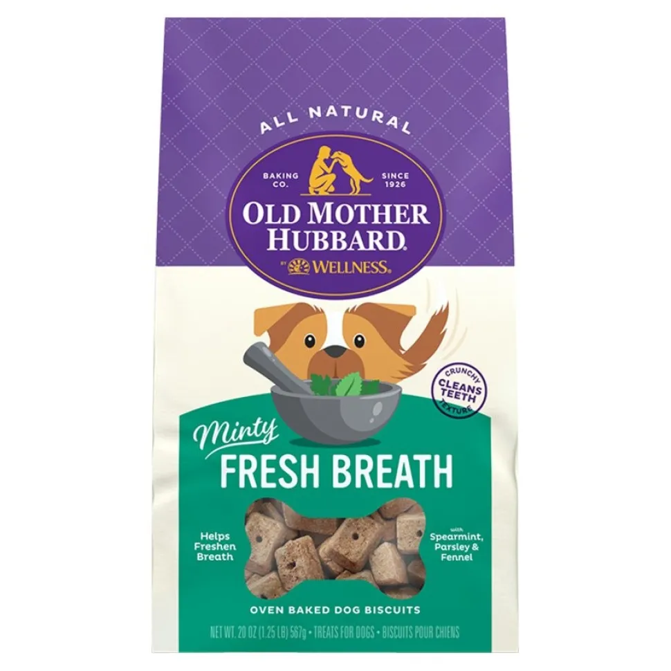 Old Mother Hubbard by Wellness Classic Mother's Solutions Minty Fresh Breath Natural Mini Oven-Baked Biscuits Dog Treats 20-oz