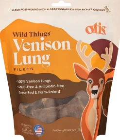O.T.I.S. Wild Things Dog Treat Filets Venison Lung 4-oz