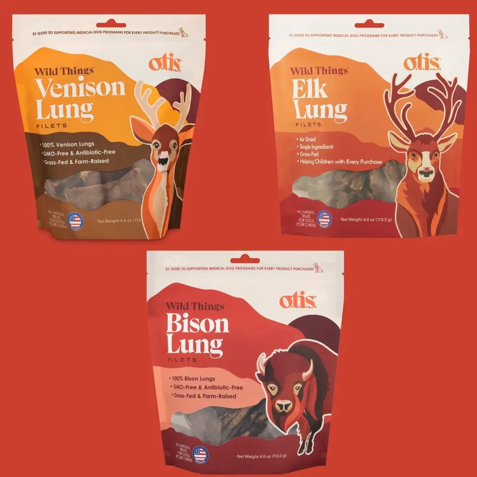 O.T.I.S. Wild Things Dog Treat Filets Bison Lung 4-oz