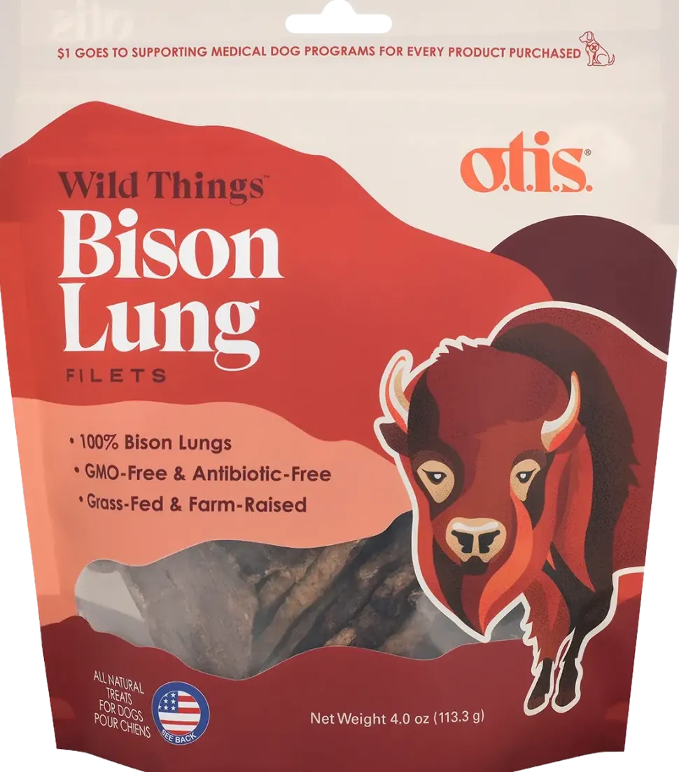 O.T.I.S. Wild Things Dog Treat Filets Bison Lung 4-oz