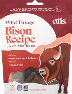 O.T.I.S. Wild Things Jerky Dog Treats Bison Recipe 4-oz