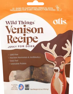 O.T.I.S. Wild Things Jerky Dog Treats Venison Recipe 4-oz