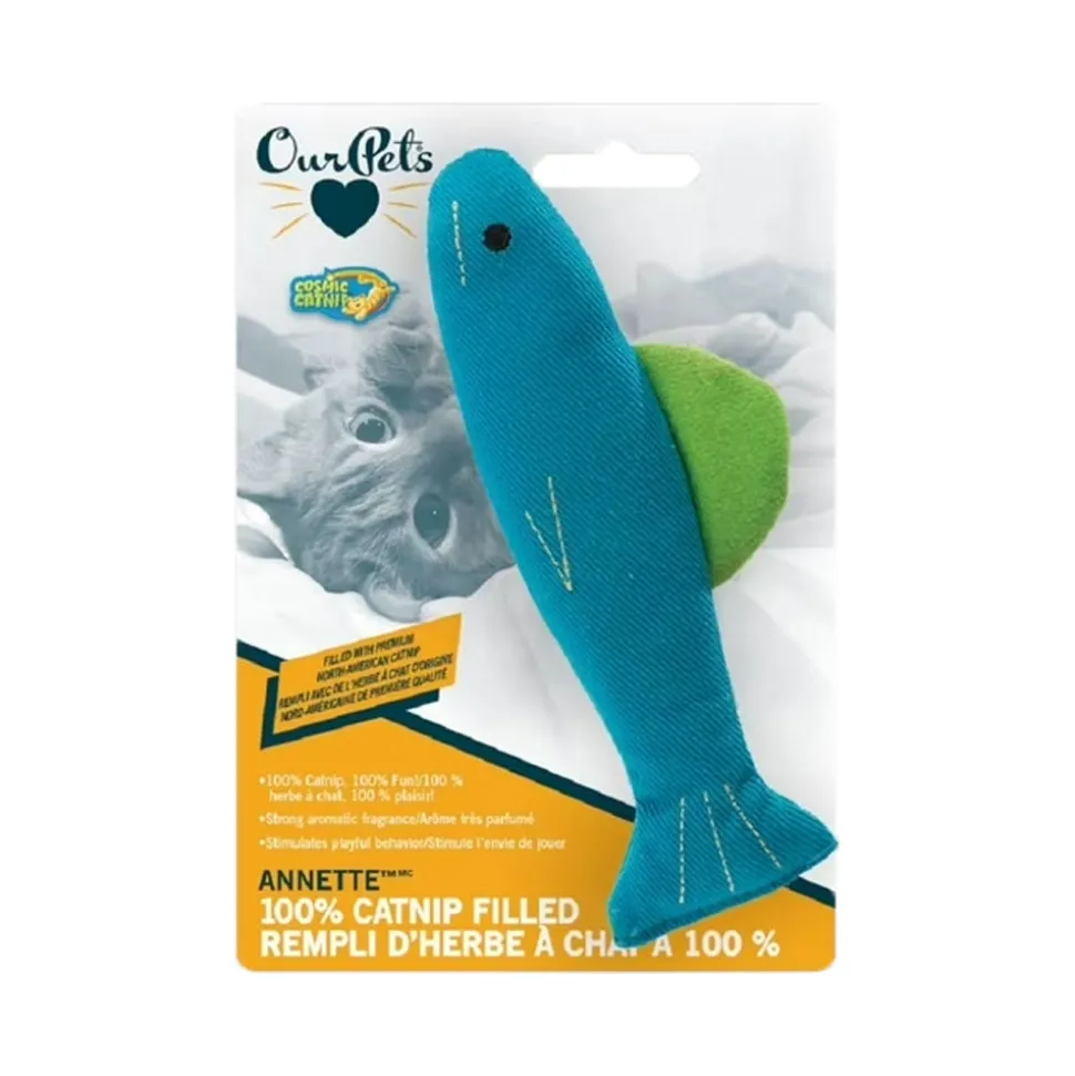 OurPets 100% Catnip Filled Fish 'Annette' Cat Toy Blue