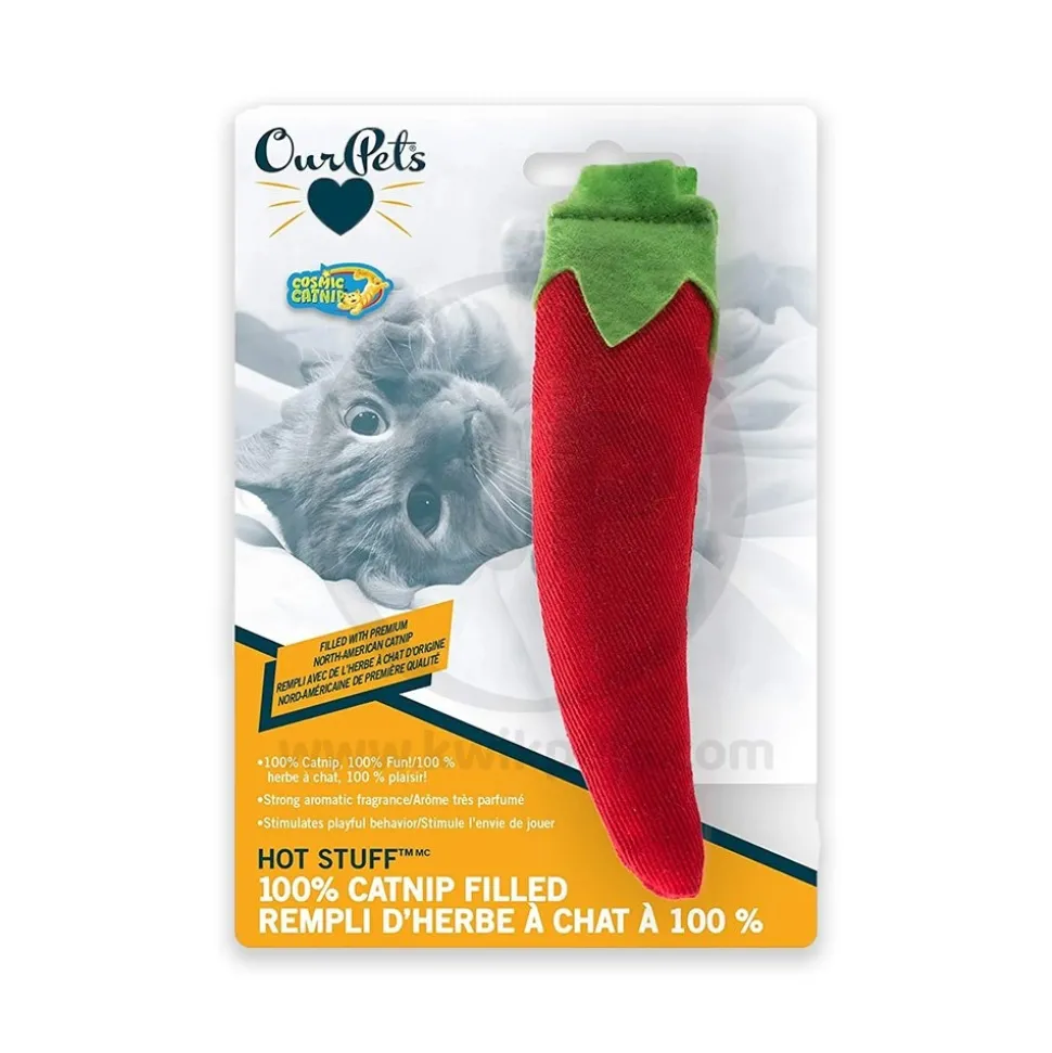 OurPets Cosmic 100% Catnip Filled Chili Pepper 'Hot Stuff' Cat Toy Red & Green