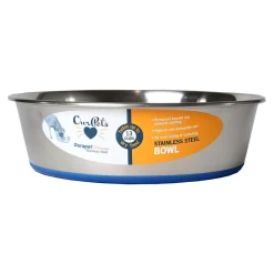 OurPets Durapet Premium Rubber Bonded Stainless Steel Cat Bowl Silver 8-oz