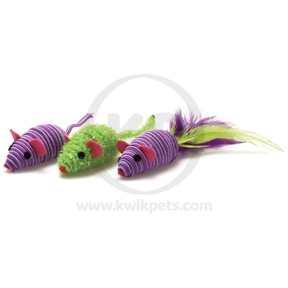 OurPets Three Twined Mice Catnip Instinct Toy Green & Purple 3 Count