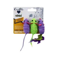 OurPets Three Twined Mice Catnip Instinct Toy Green & Purple 3 Count