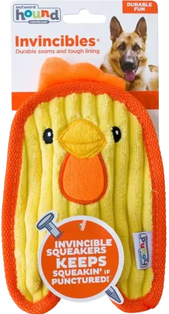 Outward Hound Durablez Chick Squeaky Plush Dog Toy Yellow Extra Small