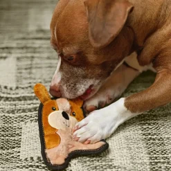 Outward Hound Durablez Puppy Squeaky Plush Dog Toy Brown Extra Small