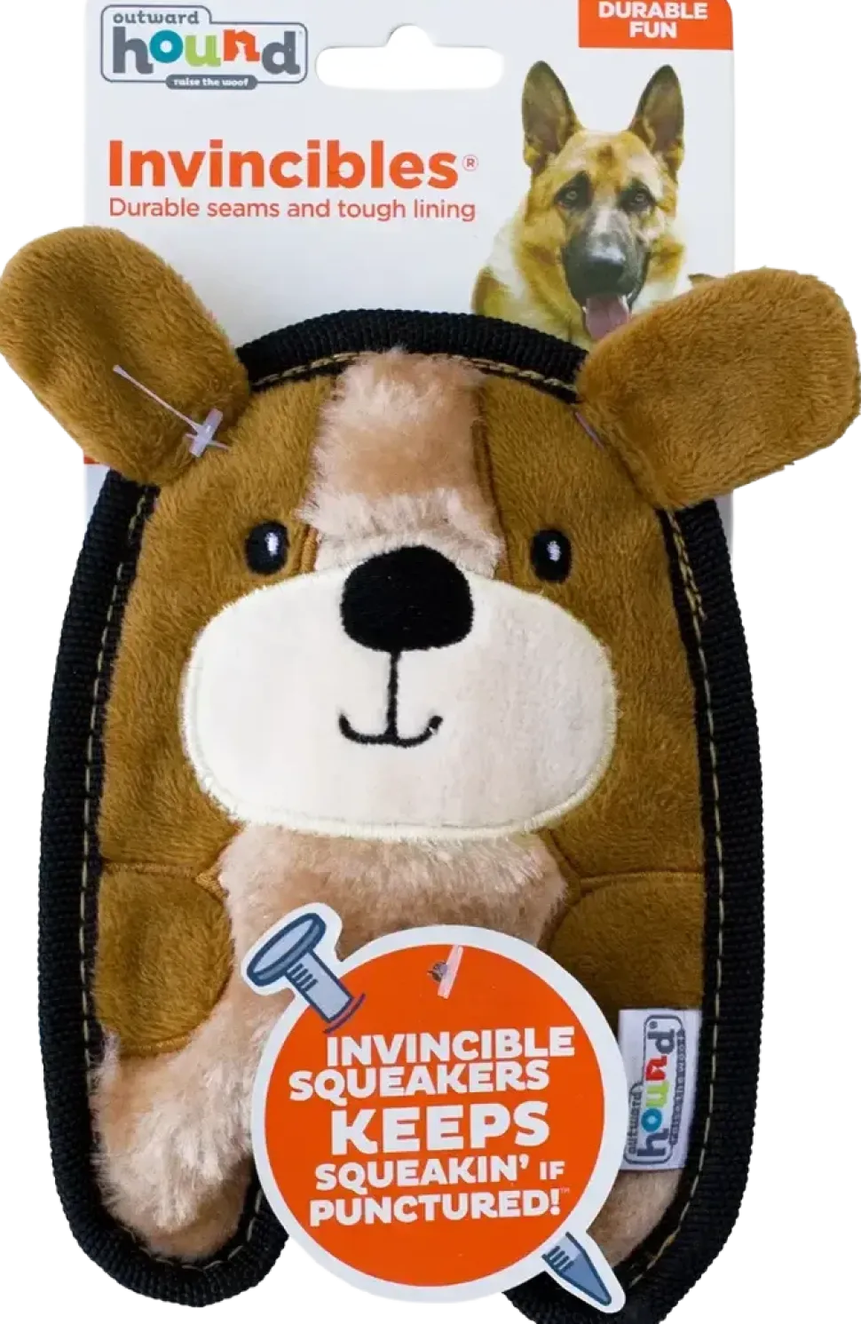 Outward Hound Durablez Puppy Squeaky Plush Dog Toy Brown Extra Small