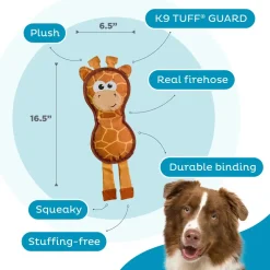 Outward Hound Fire Biterz Giraffe Firehose Plush Dog Toy Brown Medium