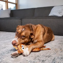Outward Hound Fire Biterz Giraffe Firehose Plush Dog Toy Brown Medium