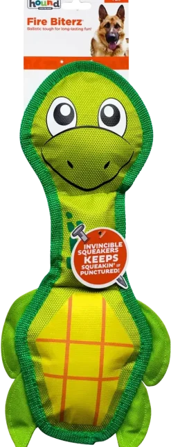 Outward Hound Fire Biterz Turtle Plush Interactive Dog Toy Green Medium