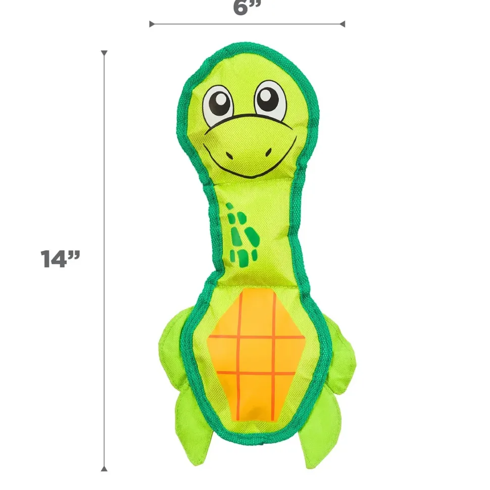 Outward Hound Fire Biterz Turtle Plush Interactive Dog Toy Green Medium