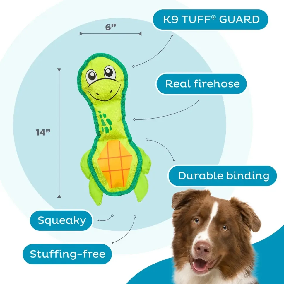 Outward Hound Fire Biterz Turtle Plush Interactive Dog Toy Green Medium